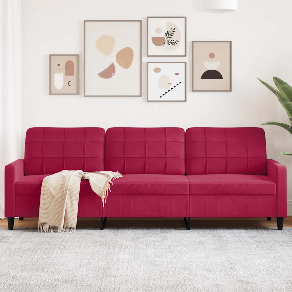 Canapé à 3 places Rouge bordeaux 210 cm Velours - XIOS