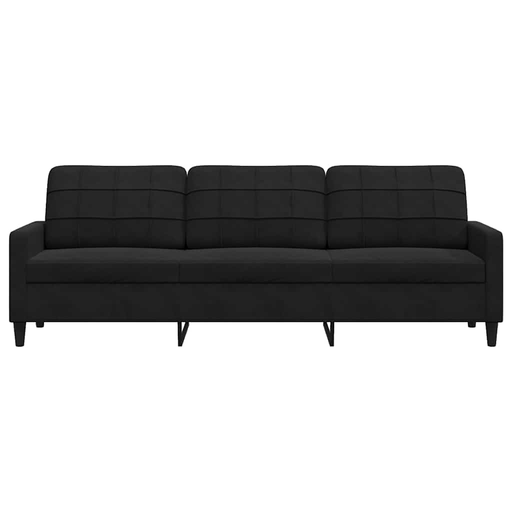 Canapé à 3 places Noir 210 cm Velours - XIOS