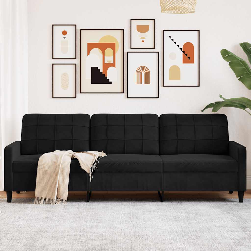 Canapé à 3 places Noir 210 cm Velours - XIOS