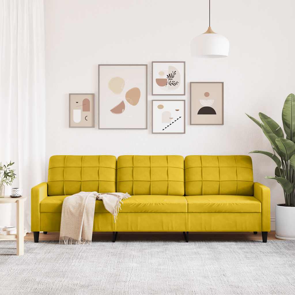 Canapé à 3 places Jaune 210 cm Velours - XIOS