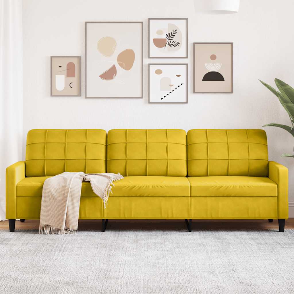 Canapé à 3 places Jaune 210 cm Velours - XIOS