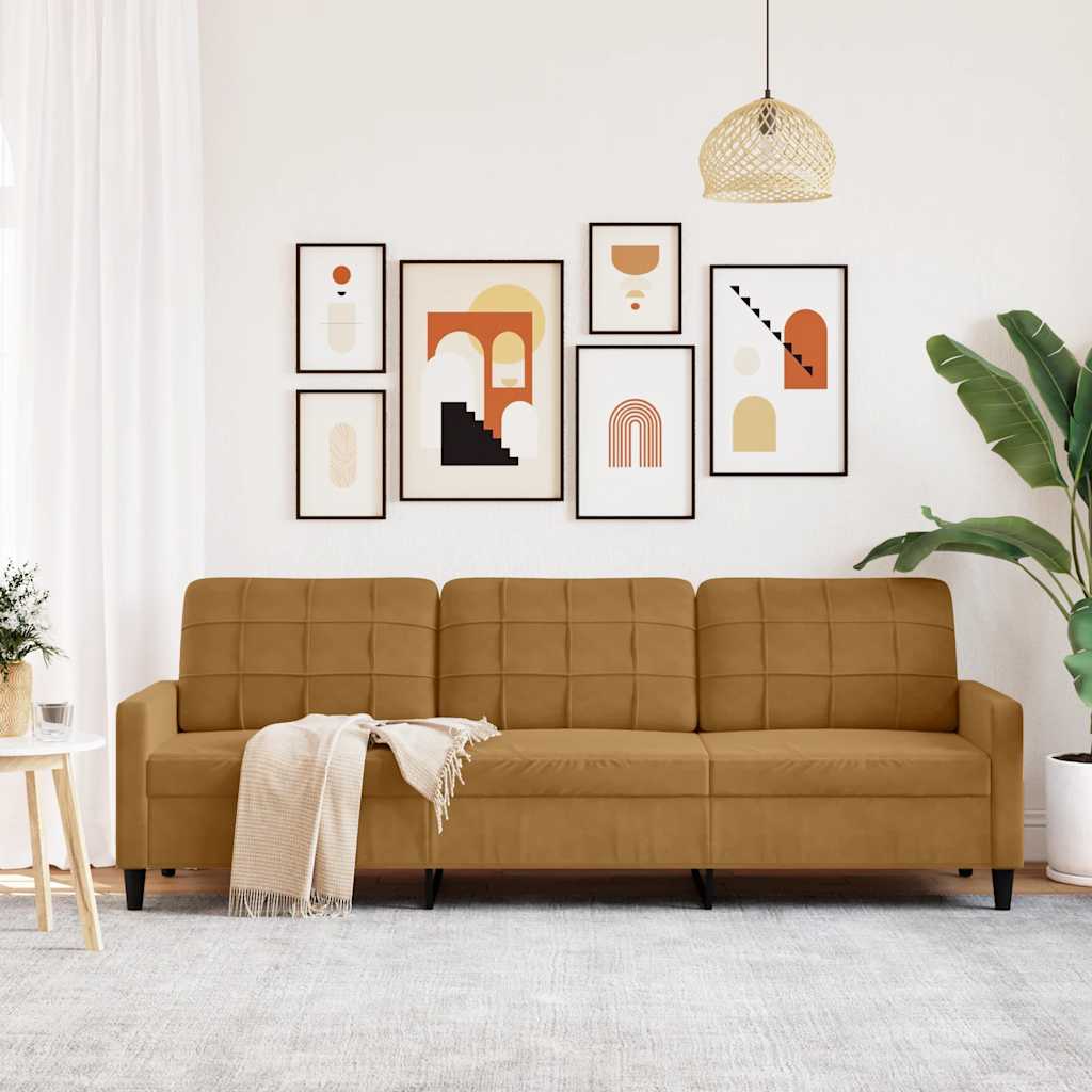 Canapé à 3 places Marron 210 cm Velours - XIOS