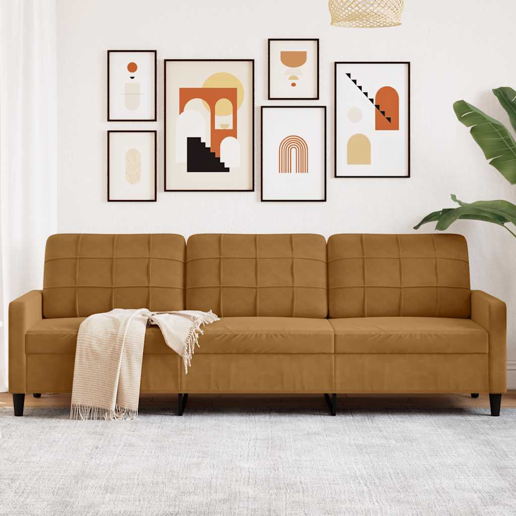 Canapé à 3 places Marron 210 cm Velours - XIOS