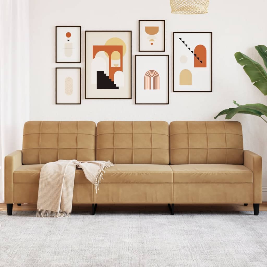 Canapé à 3 places Marron 210 cm Velours