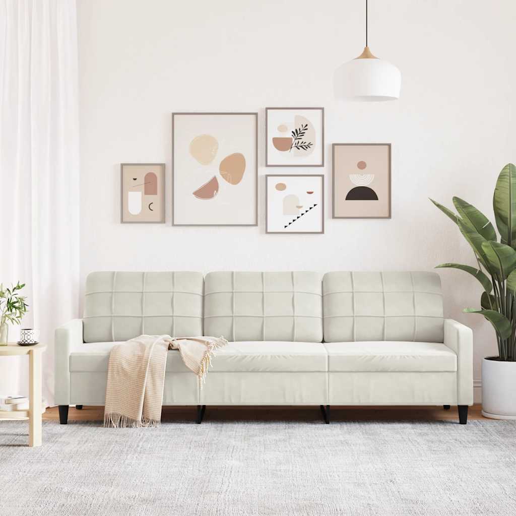 Canapé à 3 places Crème 210 cm Velours - XIOS