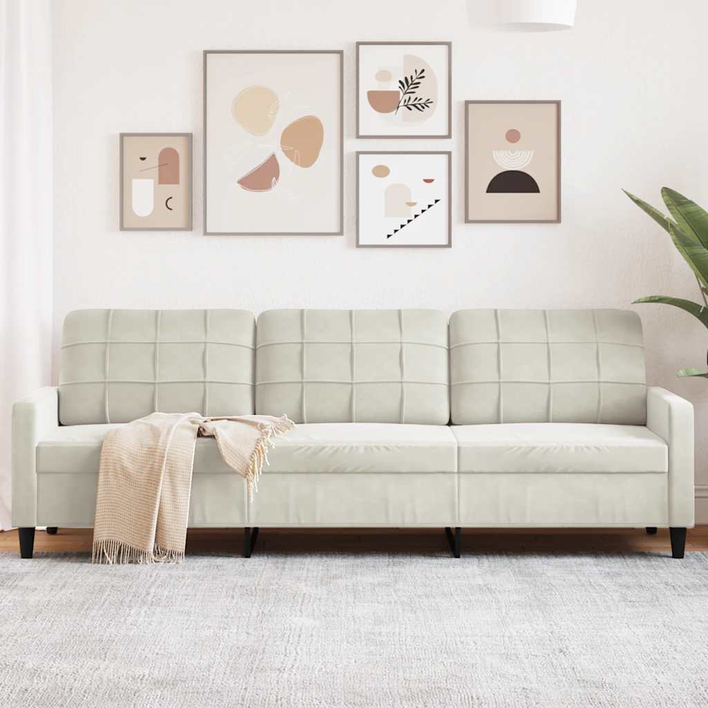 Canapé à 3 places Crème 210 cm Velours - XIOS