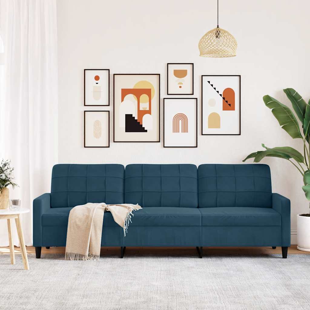 Canapé à 3 places Bleu 210 cm Velours - XIOS