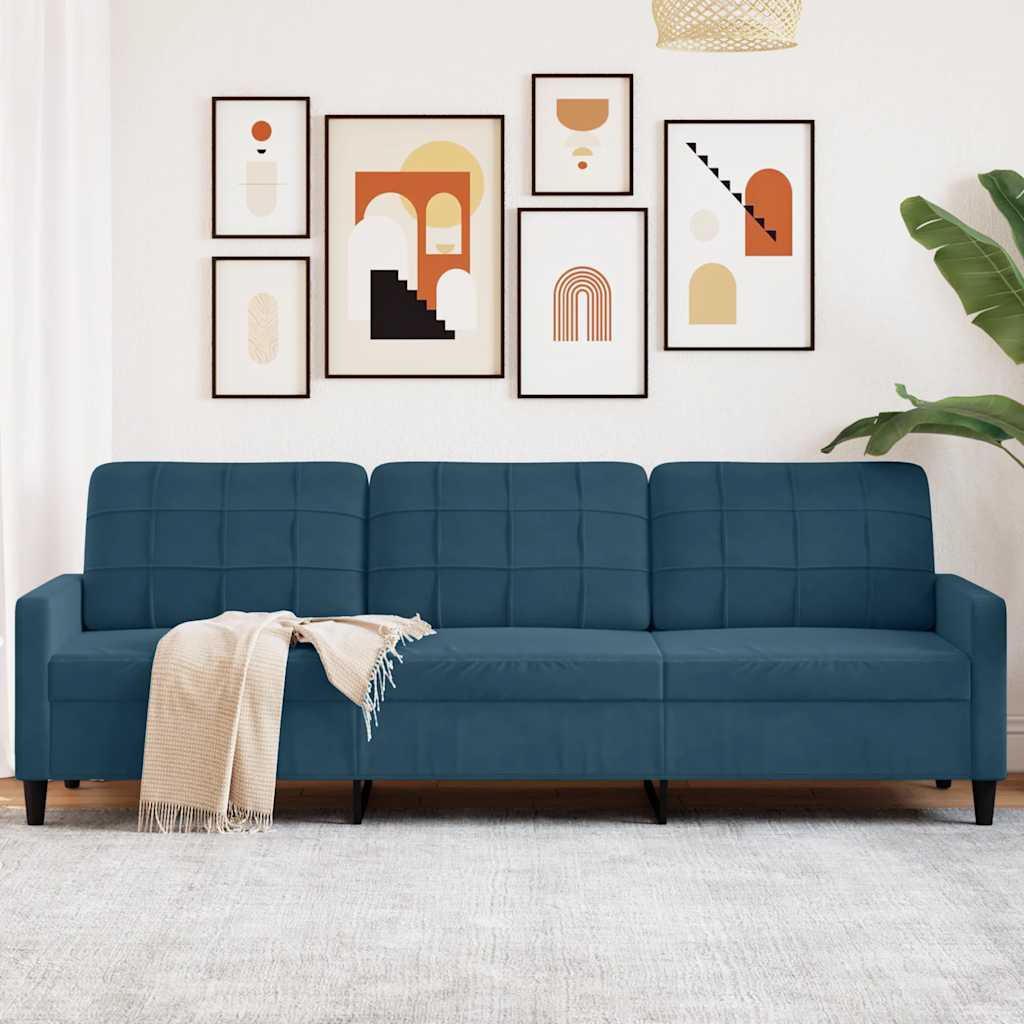 Canapé à 3 places Bleu 210 cm Velours - XIOS