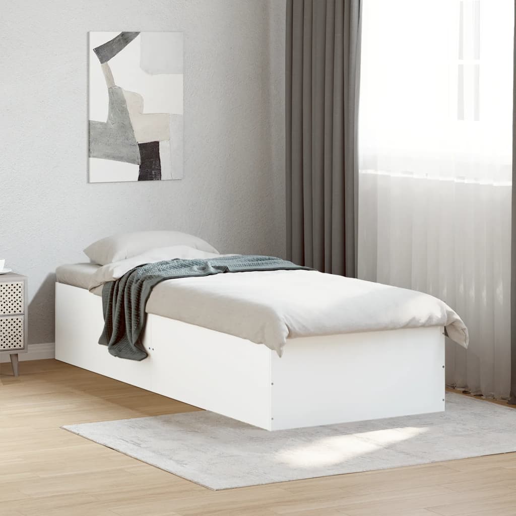 Cadre de lit sans matelas blanc 75x190 cm bois d'ingénierie - XIOS