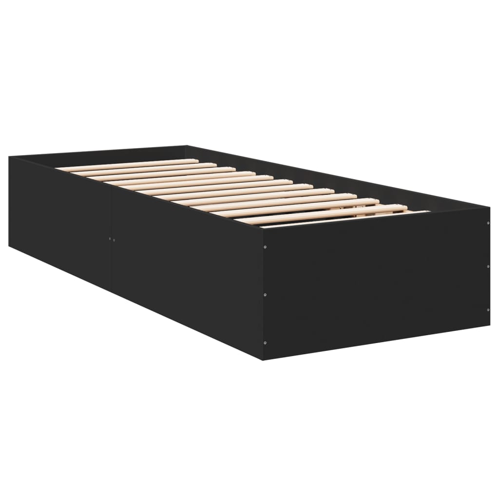 Cadre de lit sans matelas noir 75x190 cm bois ingénierie - XIOS