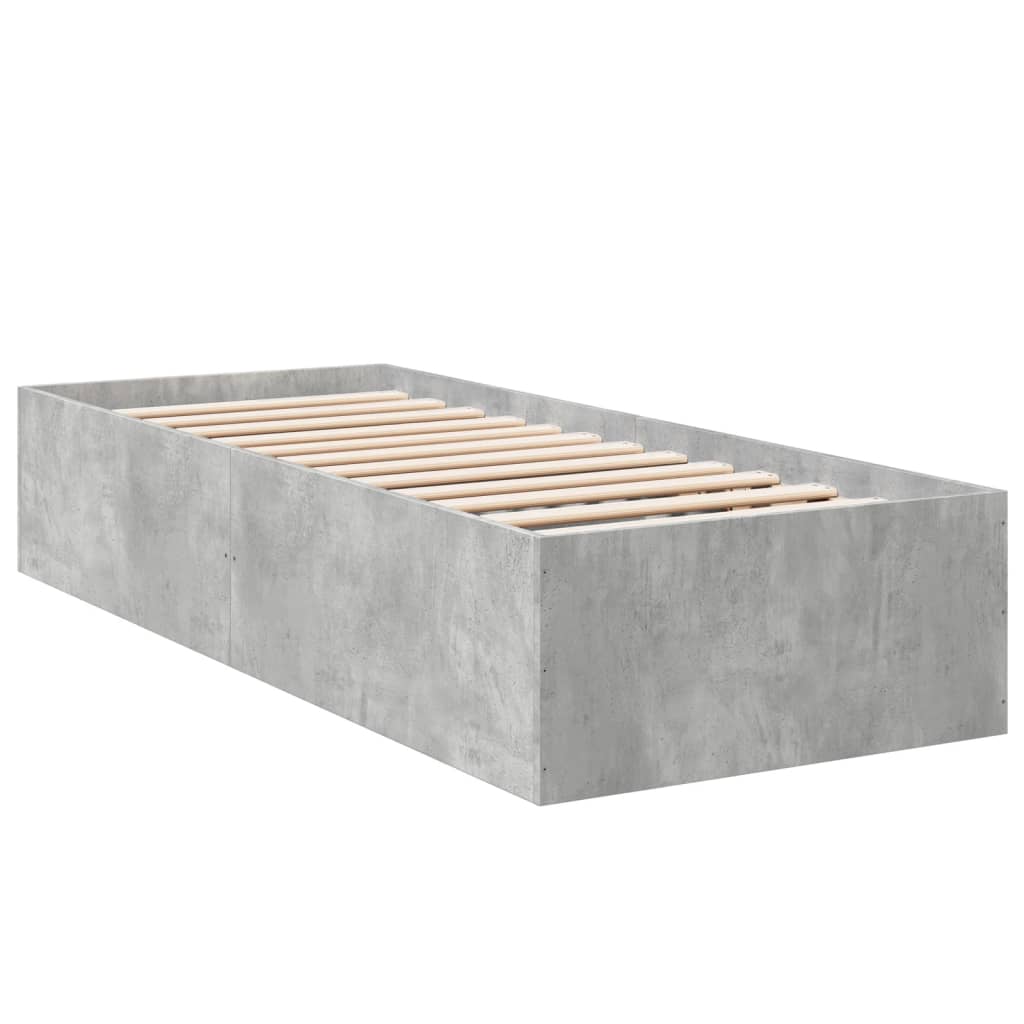Cadre de lit sans matelas gris béton 75x190 cm - XIOS