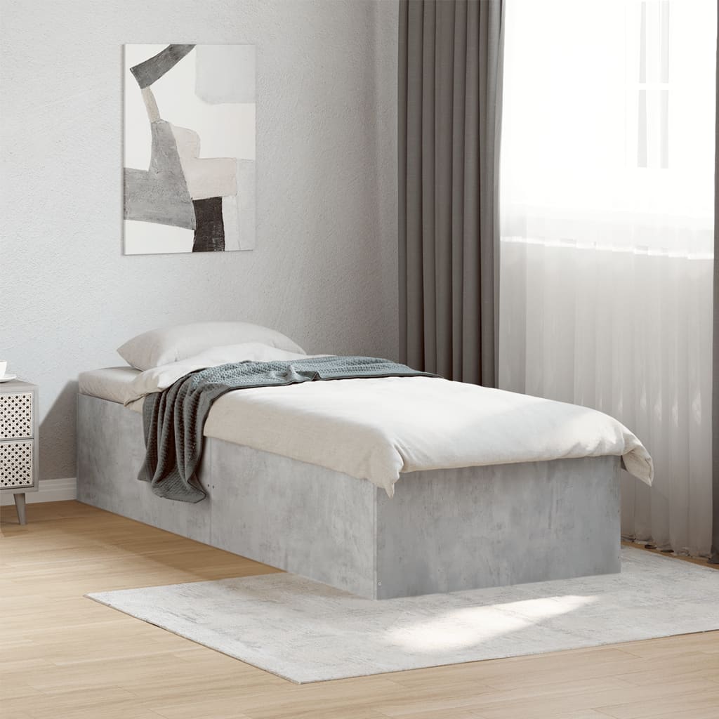 Cadre de lit sans matelas gris béton 75x190 cm - XIOS