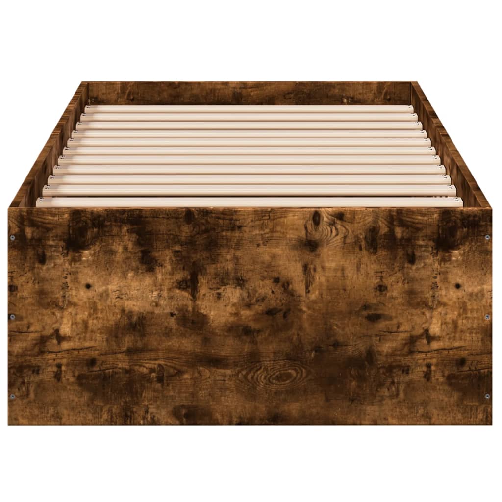 Cadre de lit sans matelas chêne fumé 75x190cm bois d'ingénierie - XIOS