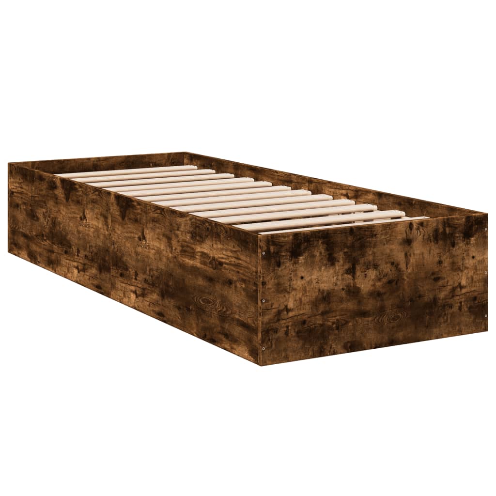 Cadre de lit sans matelas chêne fumé 75x190cm bois d'ingénierie - XIOS