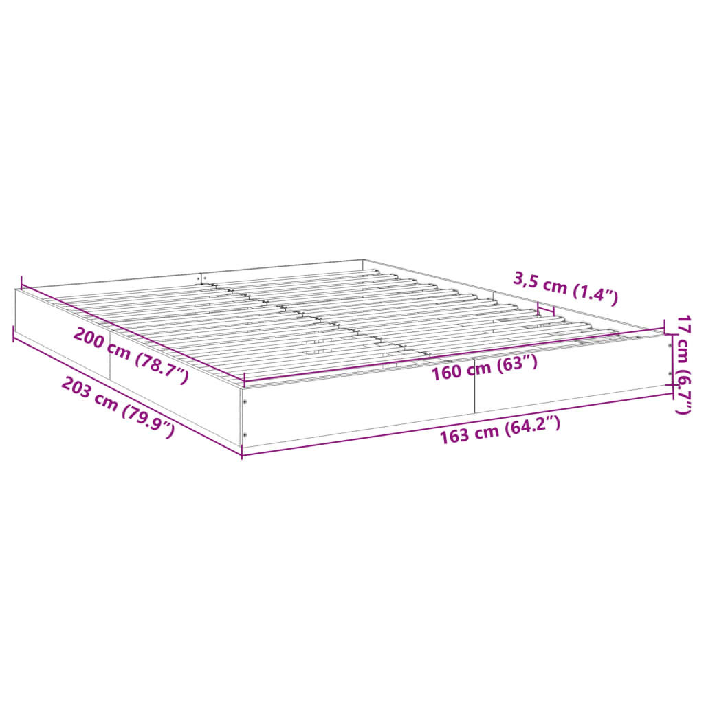 Cadre de lit sans matelas blanc 160x200 cm bois d'ingénierie - XIOS