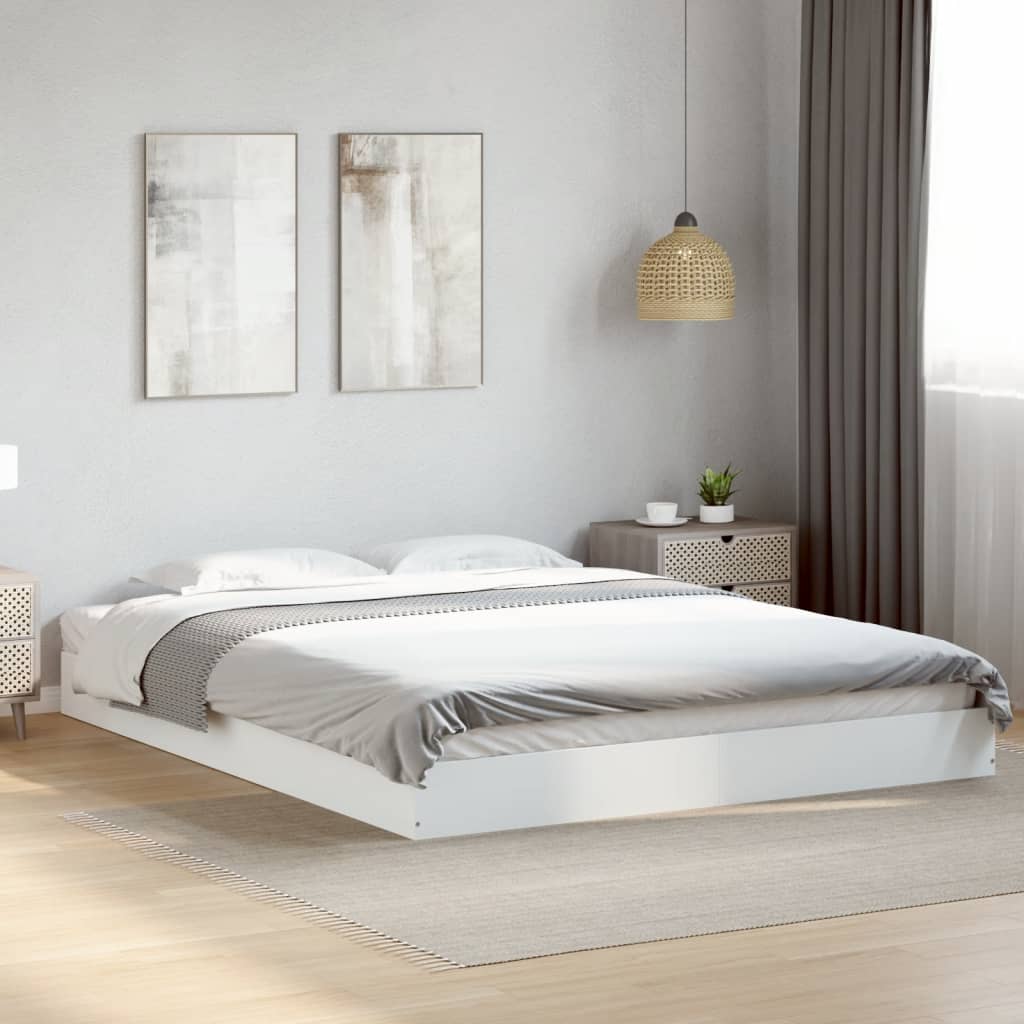 Cadre de lit sans matelas blanc 160x200 cm bois d'ingénierie - XIOS