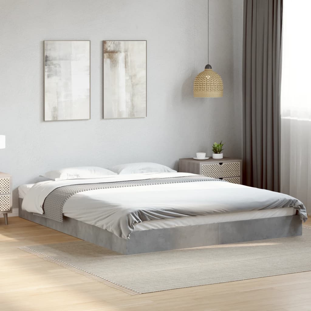 Cadre de lit sans matelas gris béton 160x200 cm - XIOS