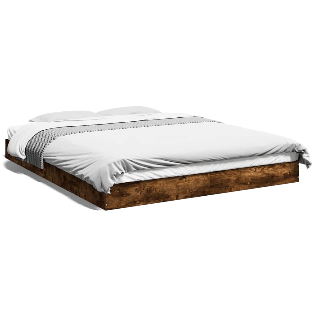 Cadre de lit sans matelas chêne fumé 160x200 cm bois ingénierie