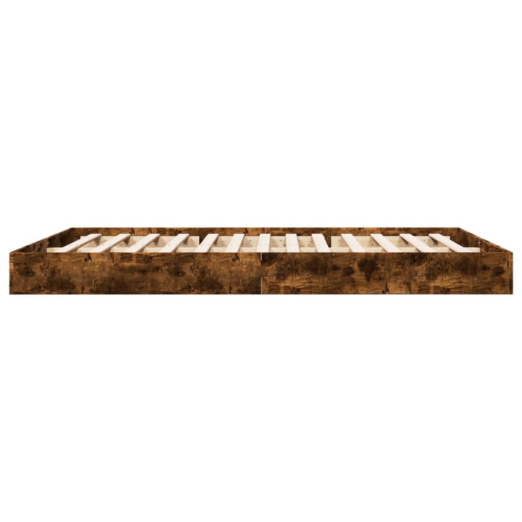 Cadre de lit sans matelas chêne fumé 160x200 cm bois ingénierie