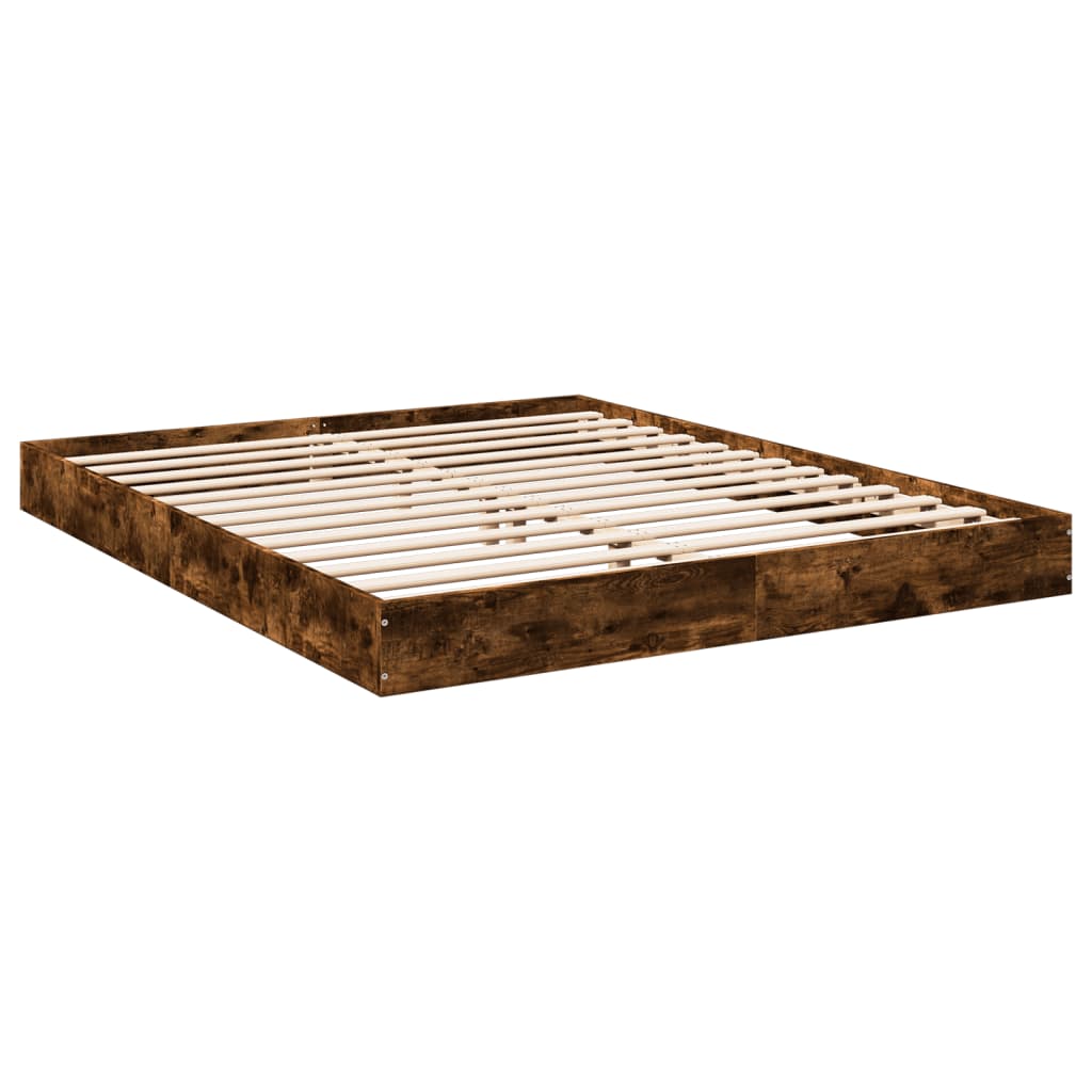 Cadre de lit sans matelas chêne fumé 160x200 cm bois ingénierie
