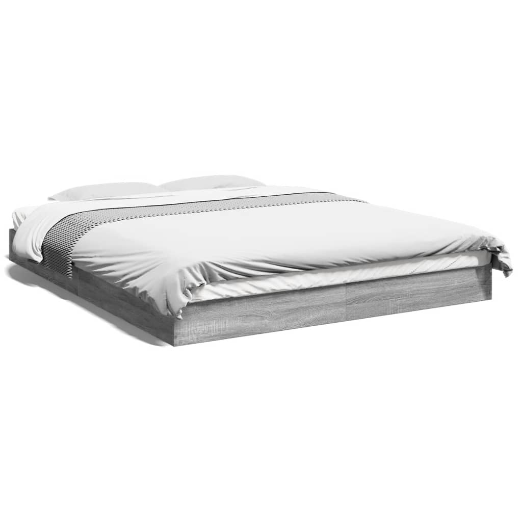 Cadre de lit sans matelas sonoma gris 160x200cm bois ingénierie - XIOS