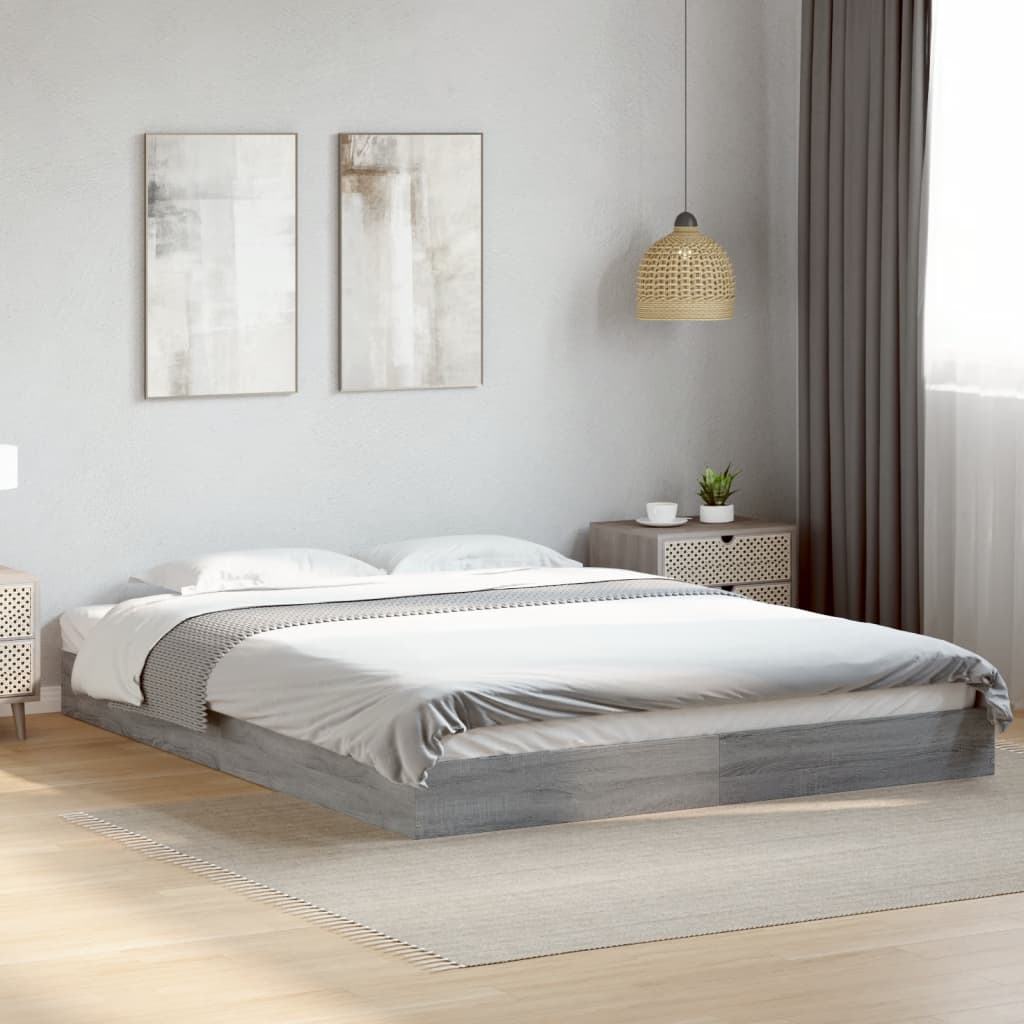 Cadre de lit sans matelas sonoma gris 160x200cm bois ingénierie - XIOS