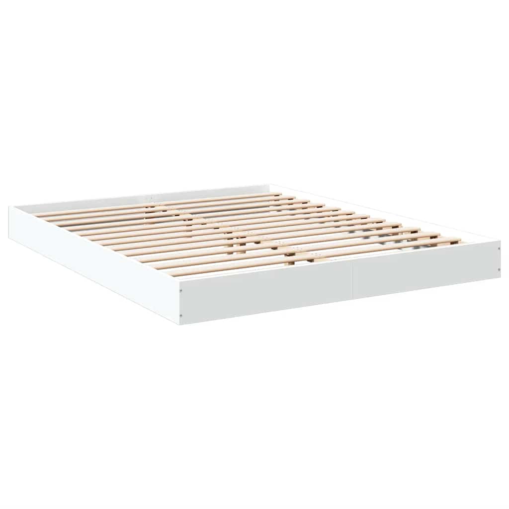 Cadre de lit sans matelas blanc 150x200 cm bois d'ingénierie