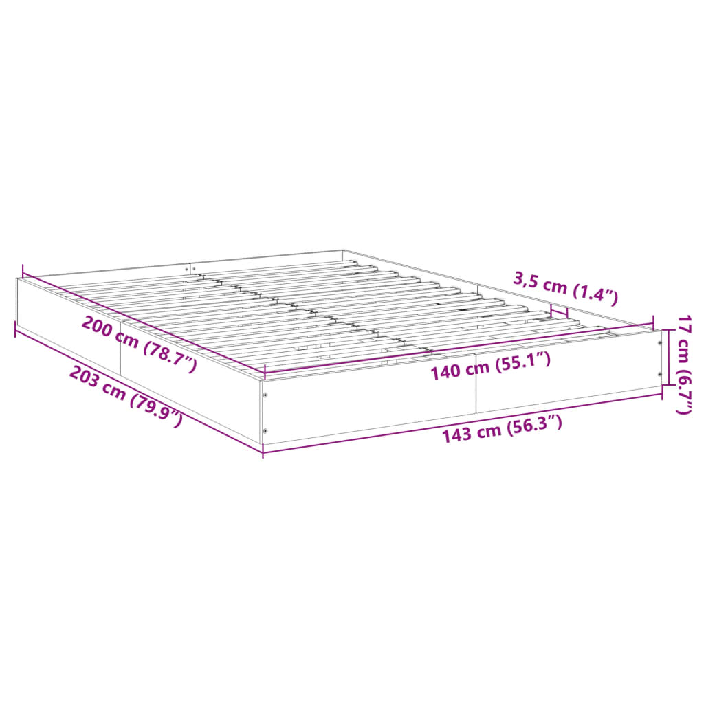 Cadre de lit sans matelas chêne sonoma 140x200 cm - XIOS