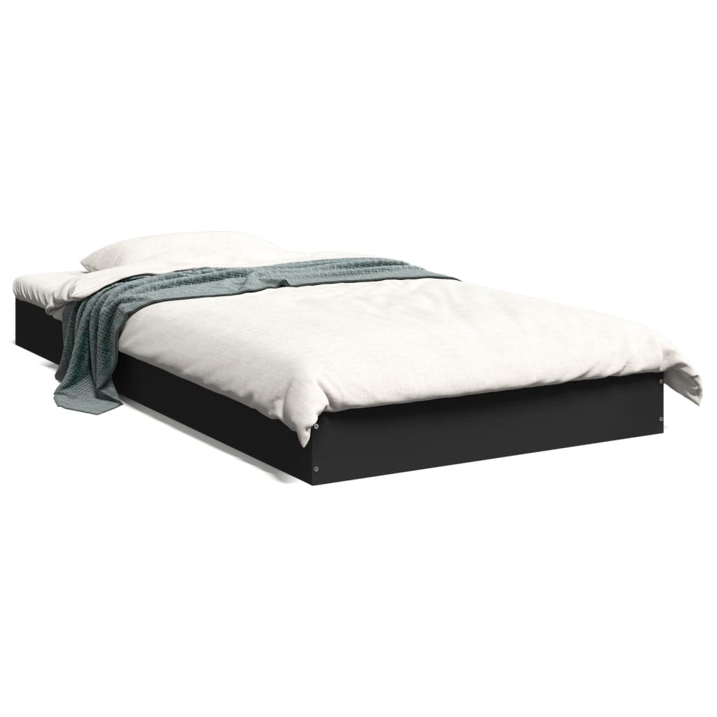 Cadre de lit sans matelas noir 100x200 cm bois d'ingénierie - XIOS