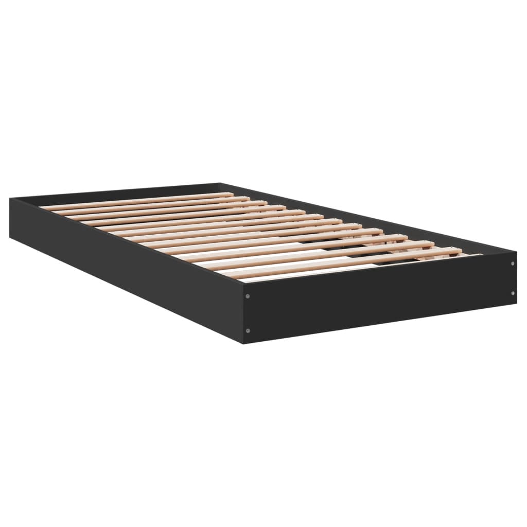 Cadre de lit sans matelas noir 100x200 cm bois d'ingénierie - XIOS