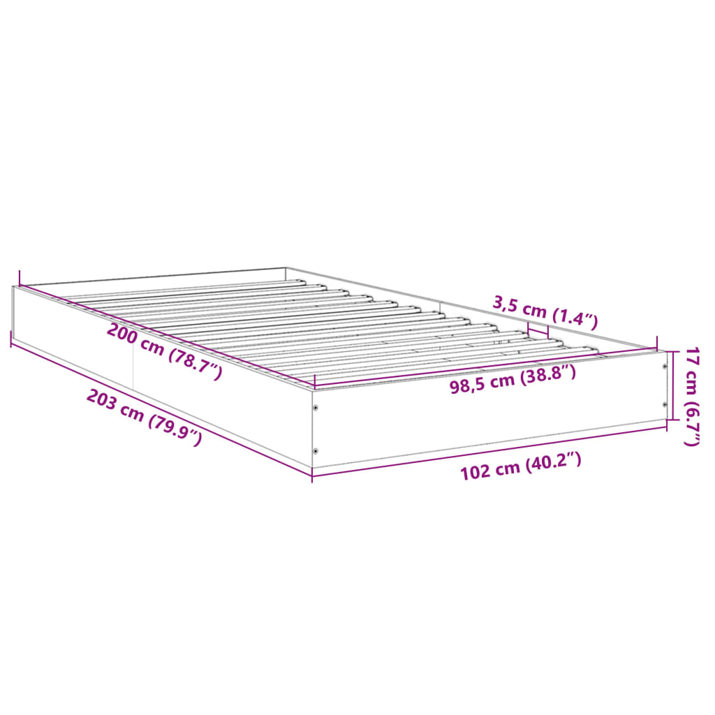 Cadre de lit sans matelas sonoma gris 100x200 cm - XIOS