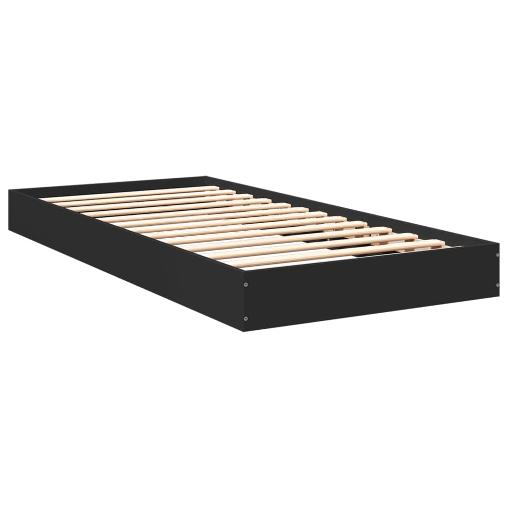 Cadre de lit sans matelas noir 75x190 cm bois ingénierie - XIOS