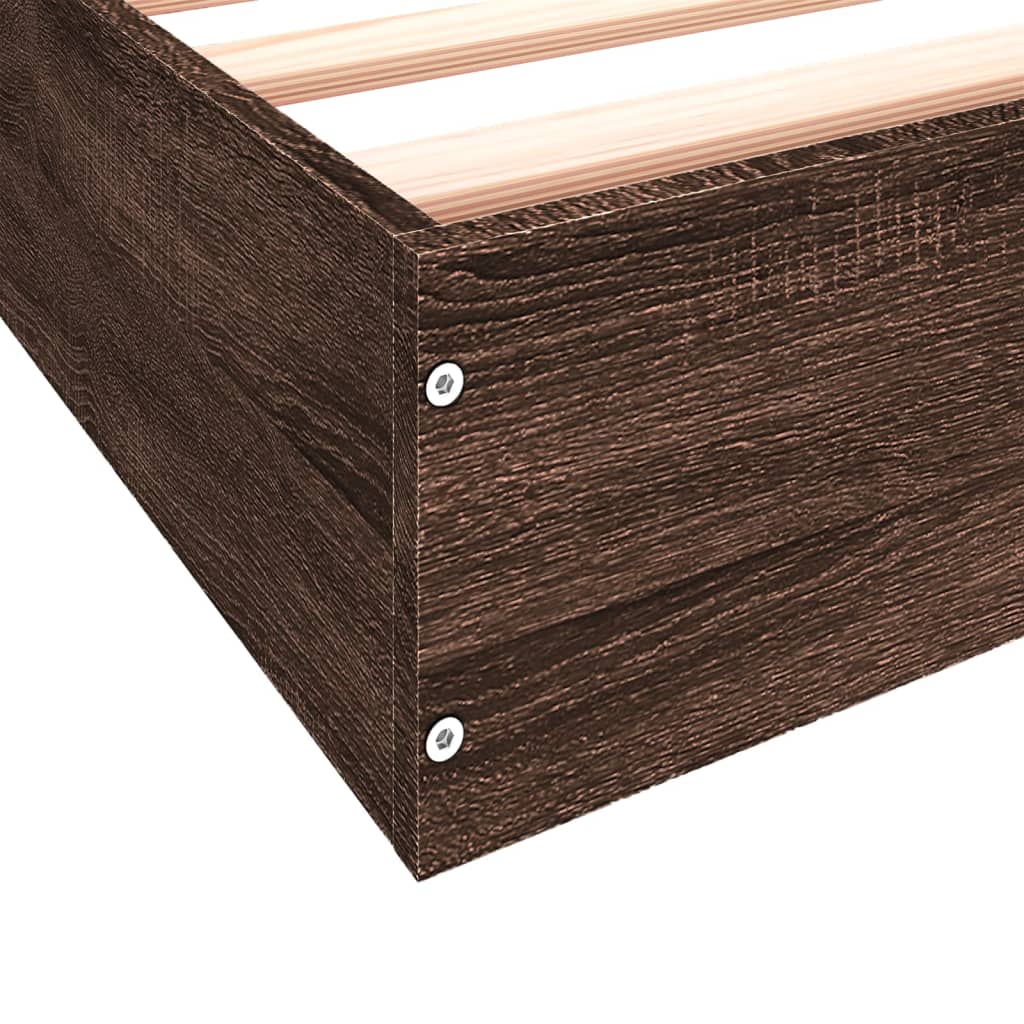 Cadre de lit sans matelas chêne marron 75x190cm bois ingénierie - XIOS