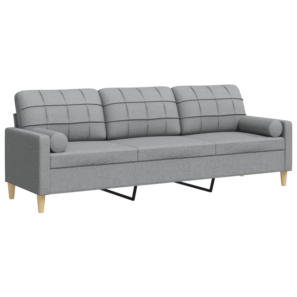 Canapé 3 places avec oreillers gris clair 210 cm tissu - XIOS