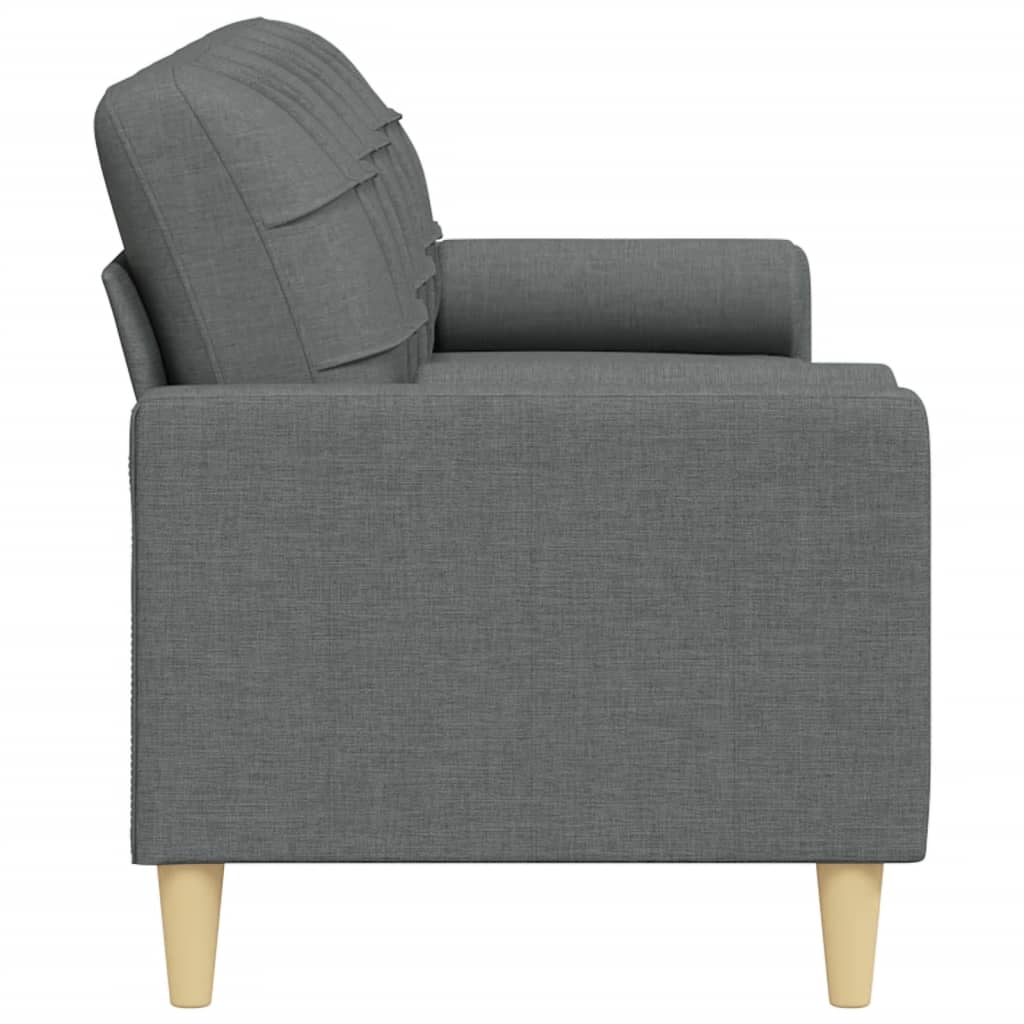 Canapé 3 places avec oreillers gris foncé 210 cm tissu