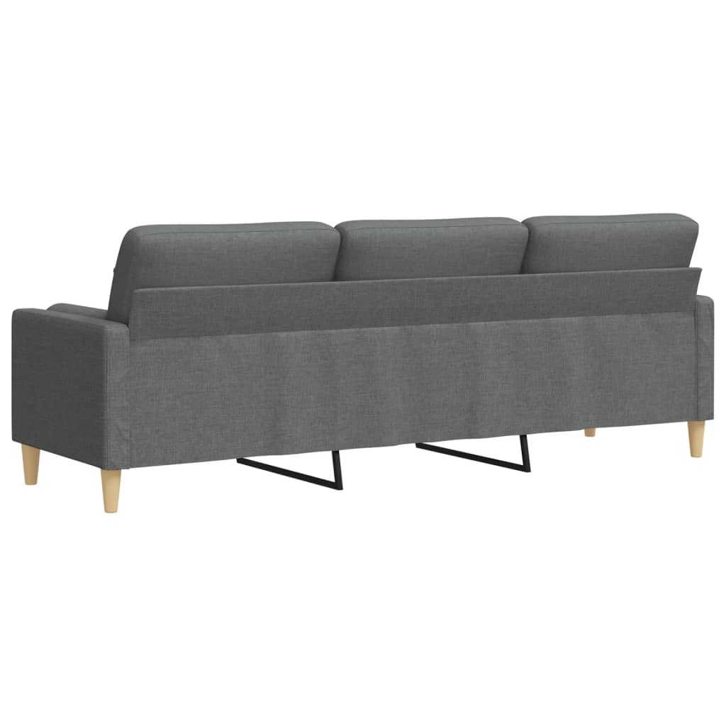 Canapé 3 places avec oreillers gris foncé 210 cm tissu
