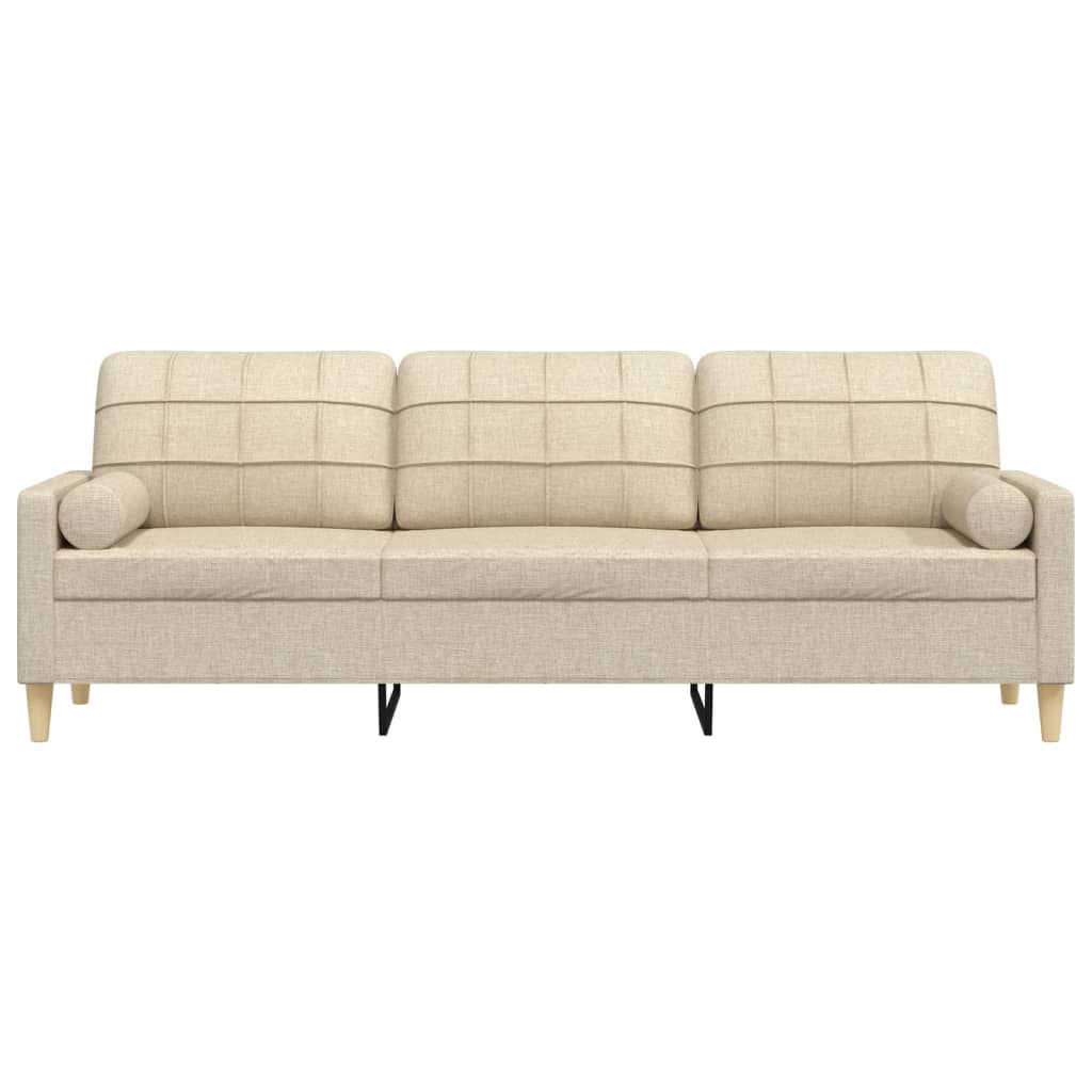 Canapé 3 places avec oreillers décoratifs crème 210 cm tissu - XIOS