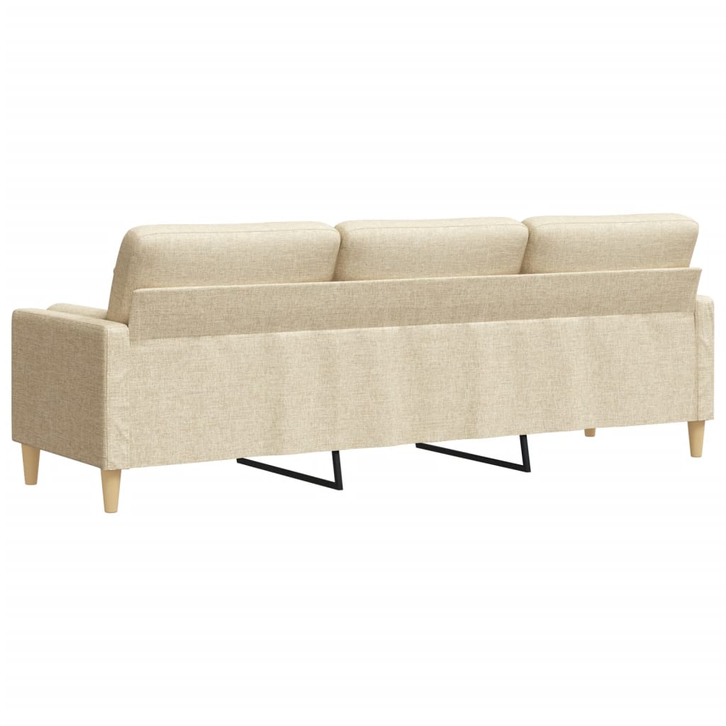 Canapé 3 places avec oreillers décoratifs crème 210 cm tissu - XIOS