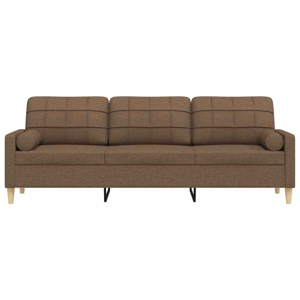 Canapé 3 places avec oreillers décoratifs marron 210 cm tissu - XIOS