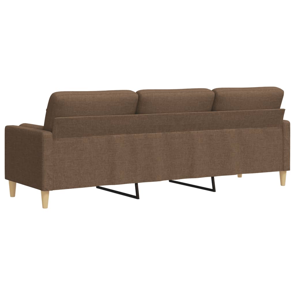 Canapé 3 places avec oreillers décoratifs marron 210 cm tissu - XIOS