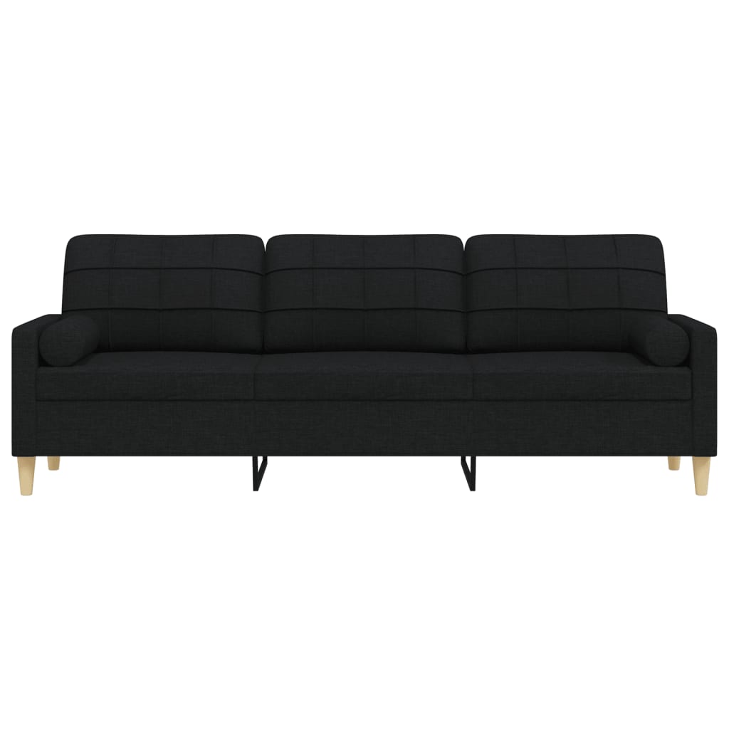 Canapé 3 places avec oreillers décoratifs noir 210 cm tissu - XIOS
