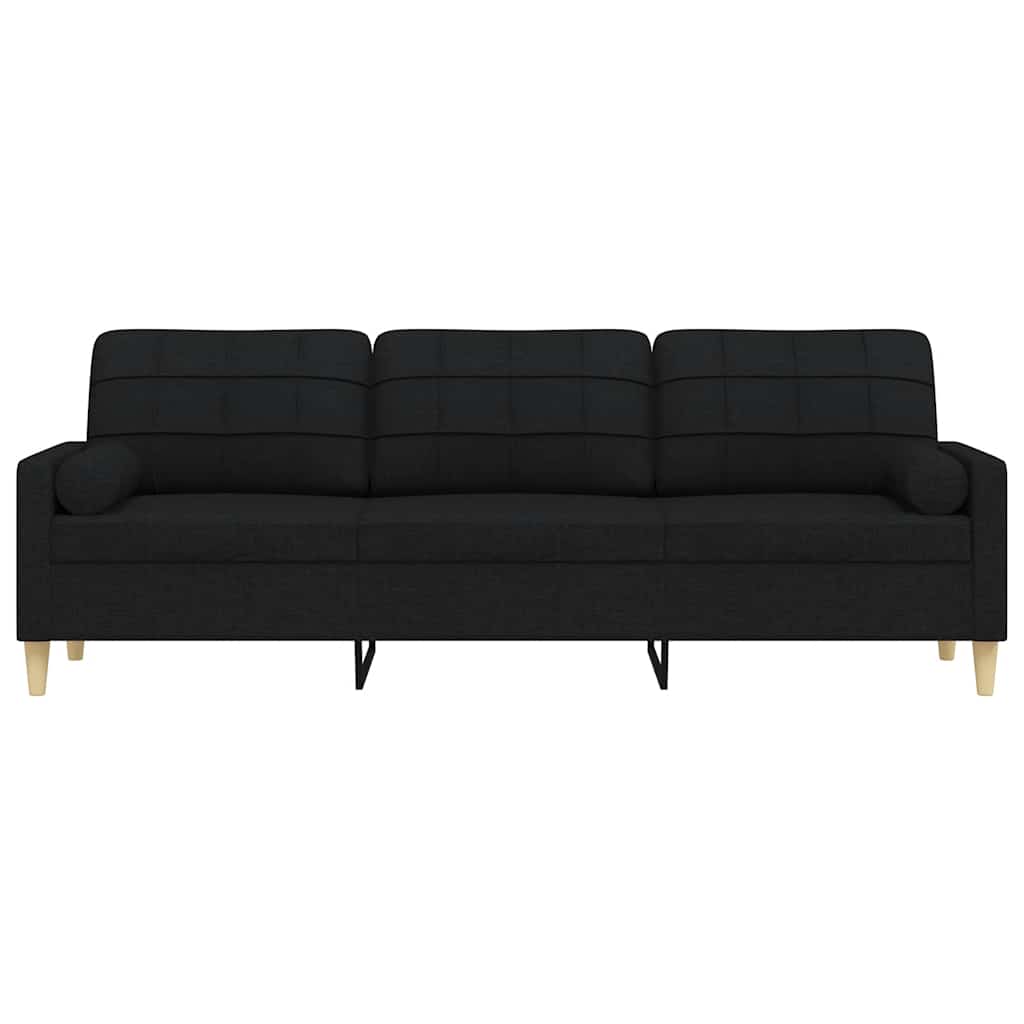 Canapé 3 places avec oreillers décoratifs noir 210 cm tissu - XIOS