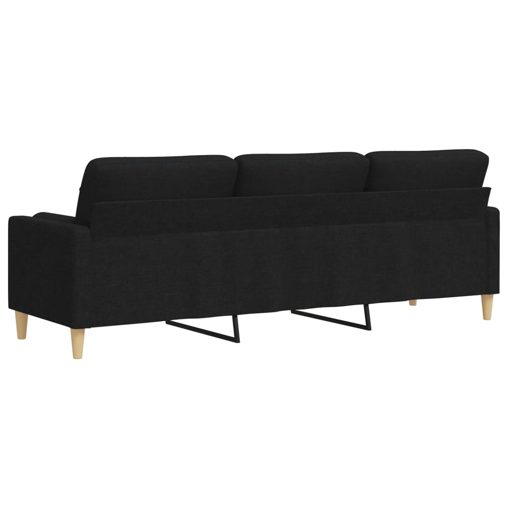 Canapé 3 places avec oreillers décoratifs noir 210 cm tissu - XIOS