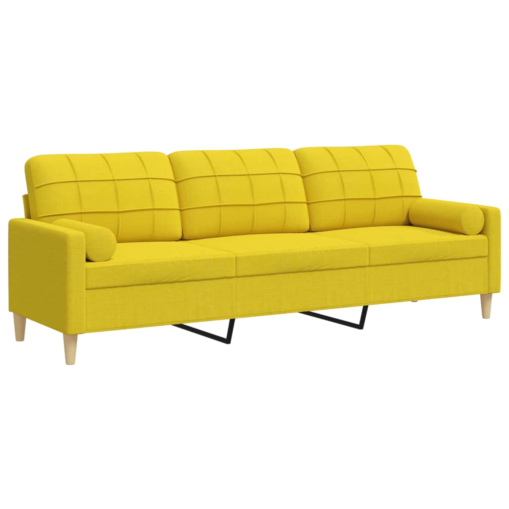Canapé 3 places avec oreillers jaune clair 210 cm tissu - XIOS