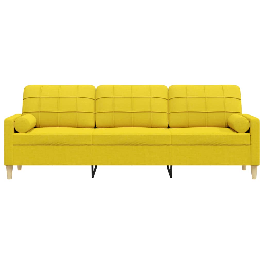 Canapé 3 places avec oreillers jaune clair 210 cm tissu