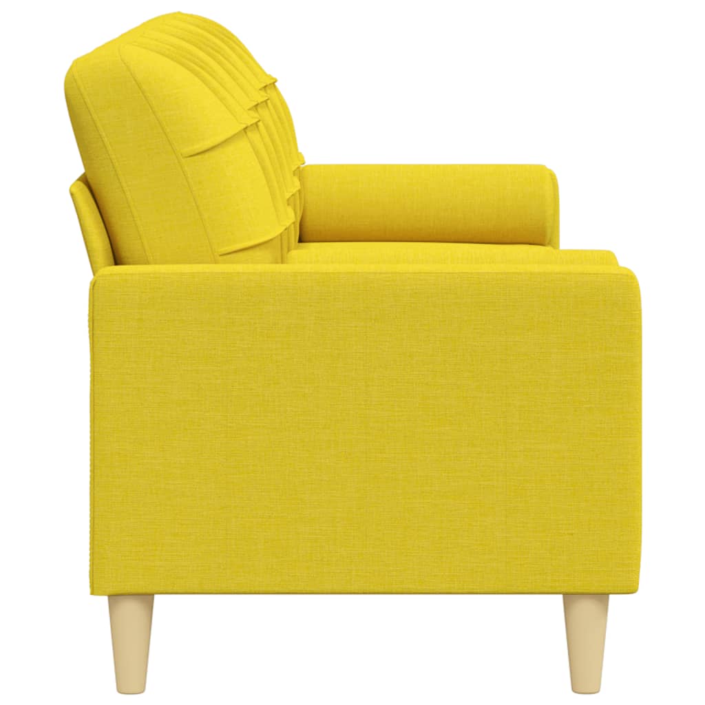 Canapé 3 places avec oreillers jaune clair 210 cm tissu