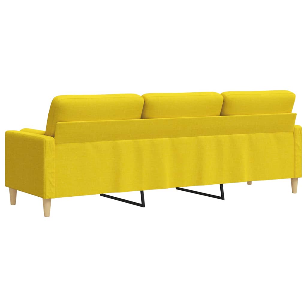 Canapé 3 places avec oreillers jaune clair 210 cm tissu