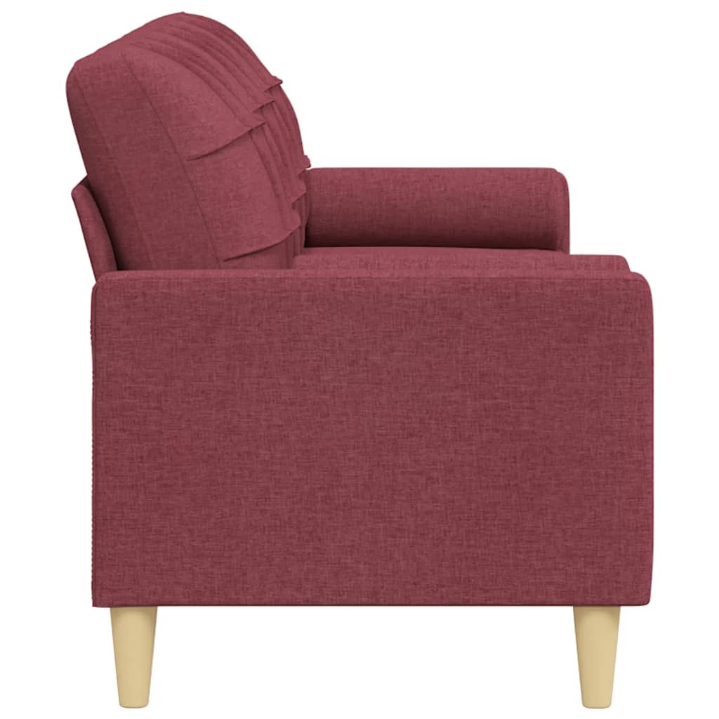 Canapé 3 places avec oreillers décoratifs bordeaux 210 cm tissu