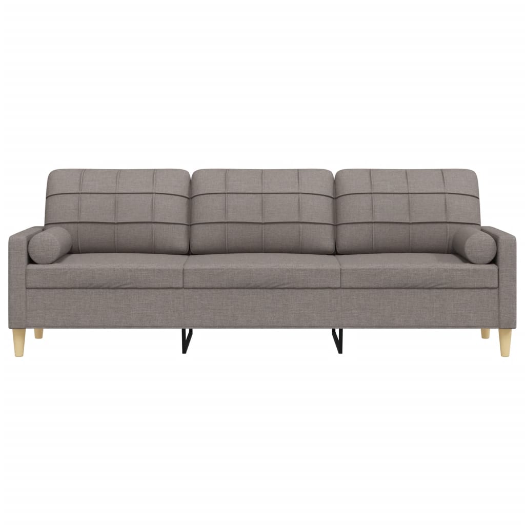 Canapé 3 places avec oreillers décoratifs taupe 210 cm tissu - XIOS