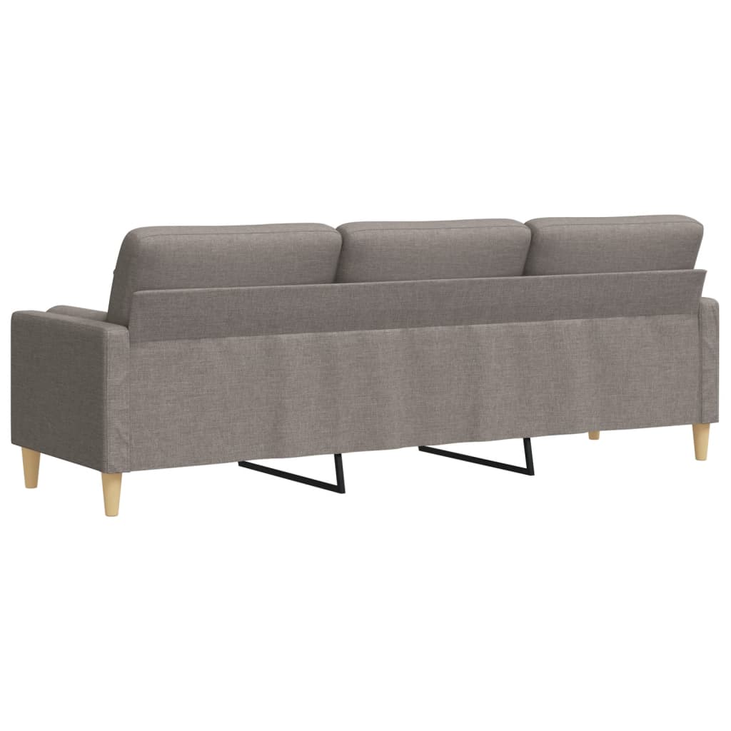 Canapé 3 places avec oreillers décoratifs taupe 210 cm tissu - XIOS